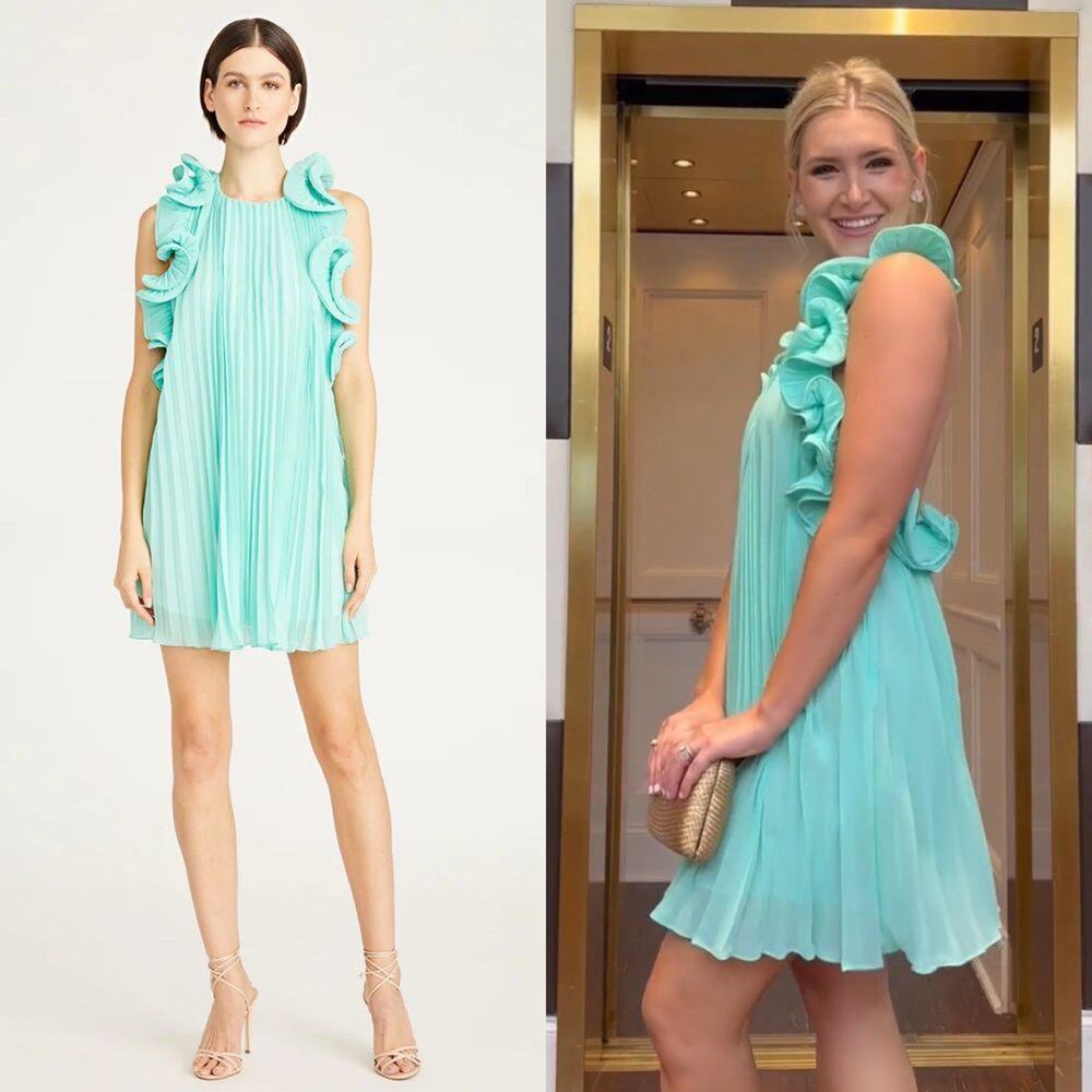 AMUR Aqua Ruffle Mini Dress